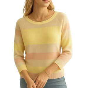 Worthington Lightweight Knit Sweater Top Yellow Peach NWT Three Quarter Sleeve